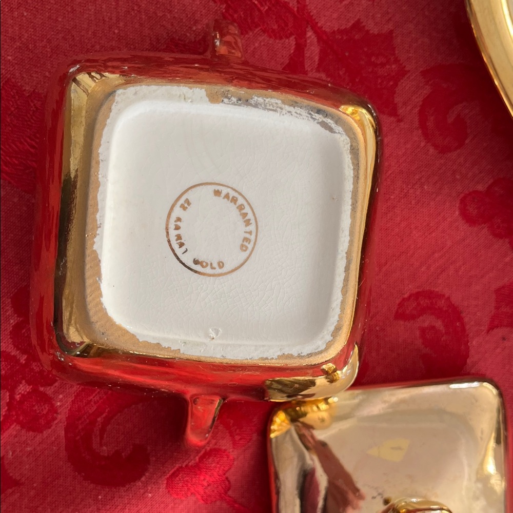 Homer Laughlin “Eggshell” Gold  Creamer & Sugar  - warranted 22 karat Gold - Picture 9 of 12